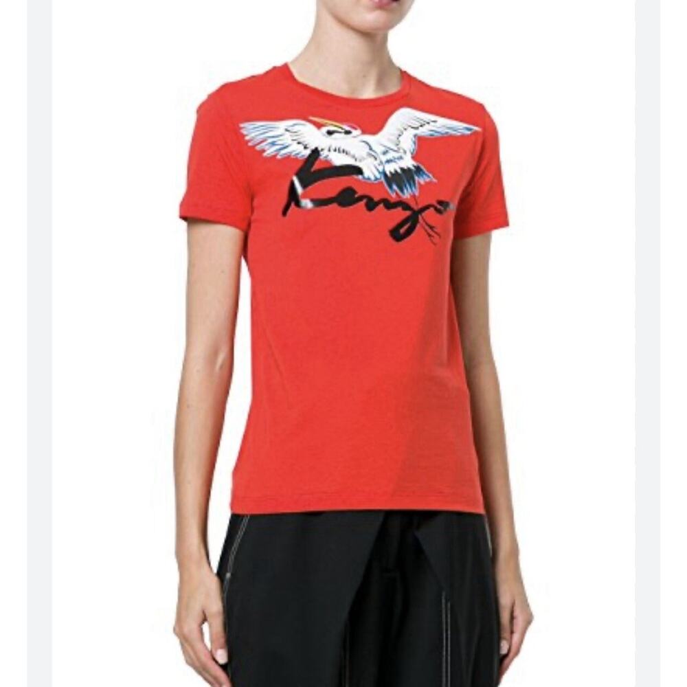 KENZO La Collection Memento Tshirt Women’s size XS red crane bird print